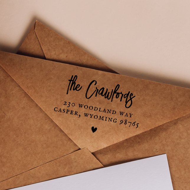 Name der Skriptfamilie Whimsical Heart Rücksendead Permastempel (Script Family Name Whimsical Heart Return Address Self-inking Stamp)