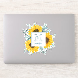 Name der Sonnenblume Monogramm Personalisiert Aufkleber