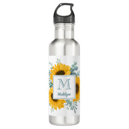 Name der Sonnenblume Monogramm Personalisiert Edelstahlflasche