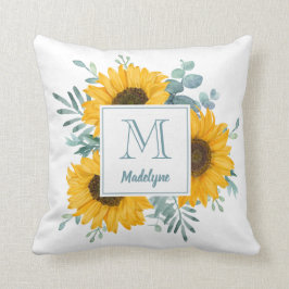 Name der Sonnenblume Monogramm Personalisiert Flor Kissen