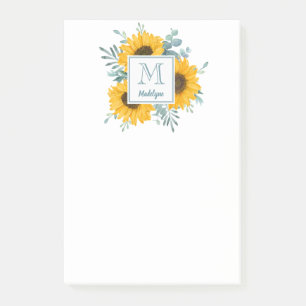 Name der Sonnenblume Monogramm Personalisiert Flor Post-it Klebezettel