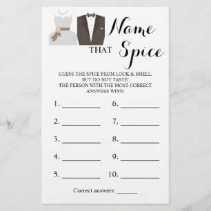 Name der Spice Bridge & Groom Game Card Flyer