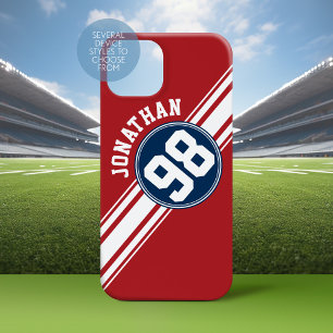 Name der Sportsroten, weißen und blauen Streifen Case-Mate iPhone Hülle