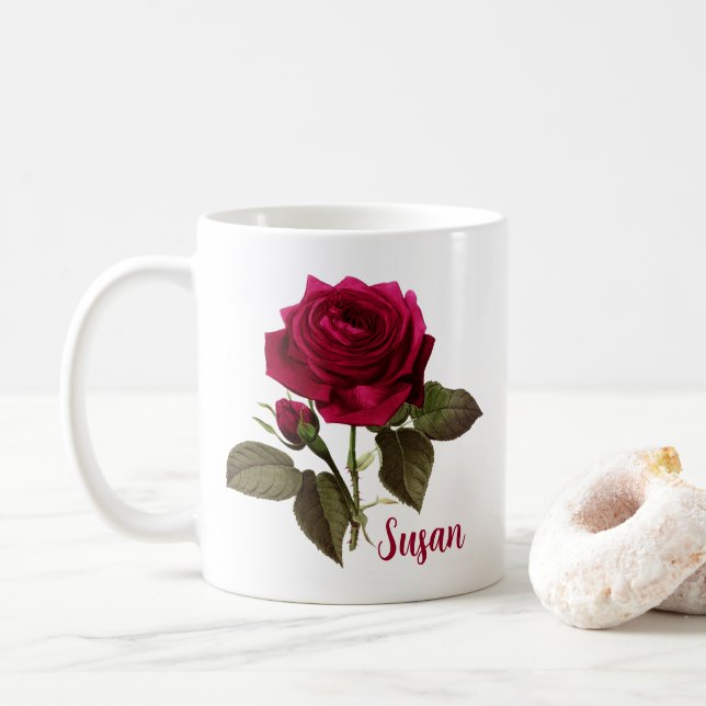 Name der Tasse der Blume der hübschen Rose Susan - (Mit Donut)