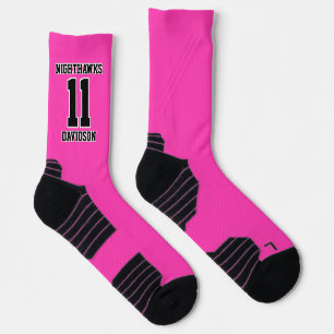 Name der Teamnummer Hot Pink Sport Uniform Socken