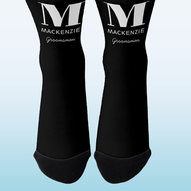 Name der Trauzeuge Monogramm Socken (Modern monogram initial personalized fun groomsman wedding socks)