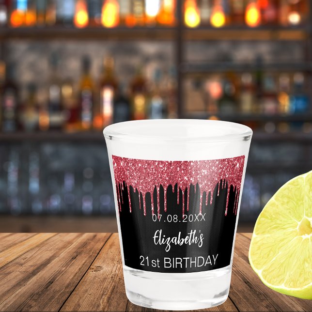 Name der Tropfen des schwarzen Glitzer zum Geburts Schnapsglas (Von Creator hochgeladen)