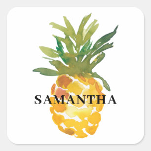 Name der tropischen Ananas Quadratischer Aufkleber