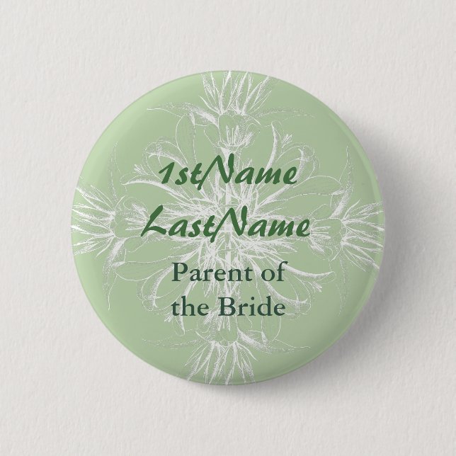 Name der Vintagen Blütenbezeichnung Minze und Weiß Button (Vorderseite)