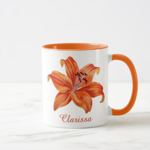 Name der Vintagen Orange- und Rote Lilie Tasse
