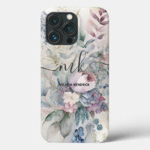 Name der Vintagen Pastel Botanische Blume Monogram