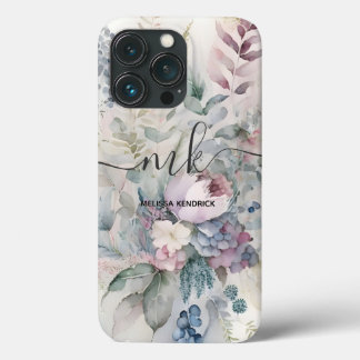Name der Vintagen Pastel Botanische Blume Monogram Case-Mate iPhone Hülle