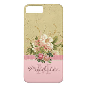 Name der Vintagen rosafarbenen Rose Monogramm Case-Mate iPhone Hülle