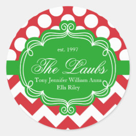 Name der Weihnachtsfamilie Runder Aufkleber