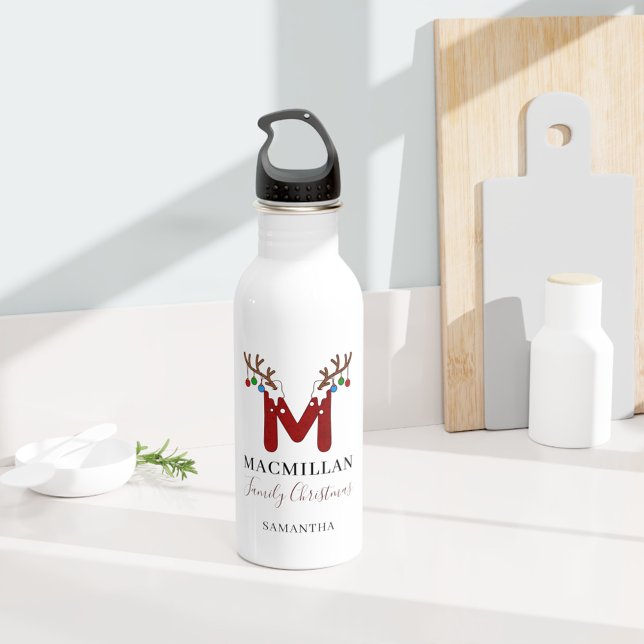 Name der Weihnachtsfeiertage Edelstahlflasche (Christmas Monogram Water Bottle)