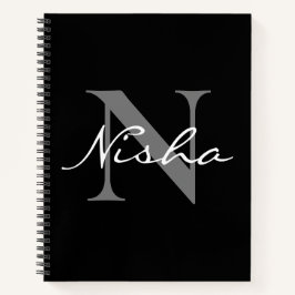 Name der weißen grauen Monogramm Notizbuch