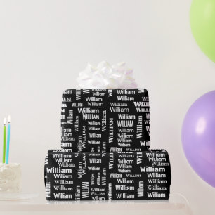 Name der weißen WILLIAM auf schwarz Geschenkpapier