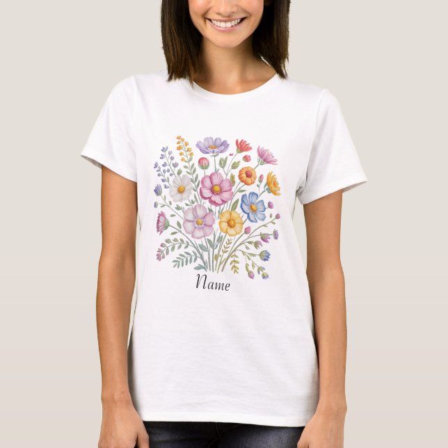 Name der Wildblume Bouquet T-Shirt (Vorderseite)