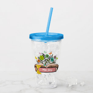 Name der Wildblume, Personalisiert Lehrerin, Gesch Acryltrinkbecher