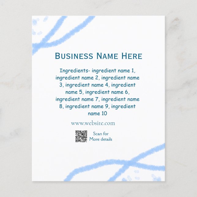 Name der Zutaten Name Firmenname Website QR-Code h (Vorderseite)
