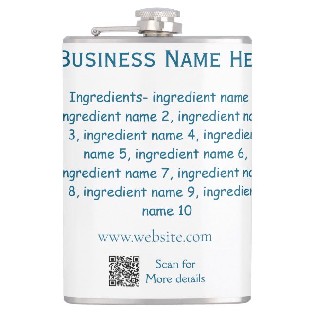 Name der Zutaten Name Firmenname Website QR-Code h Flachmann (Vorderseite)