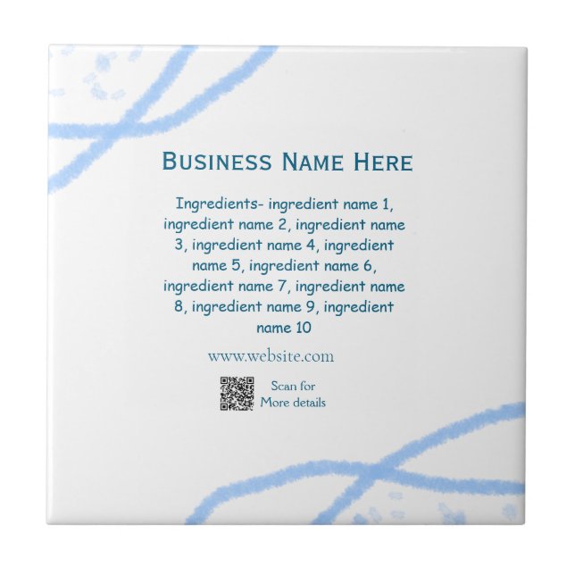 Name der Zutaten Name Firmenname Website QR-Code h Fliese (Vorderseite)