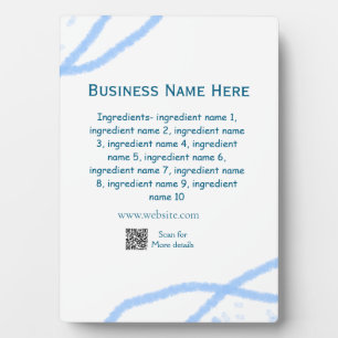 Name der Zutaten Name Firmenname Website QR-Code h Fotoplatte