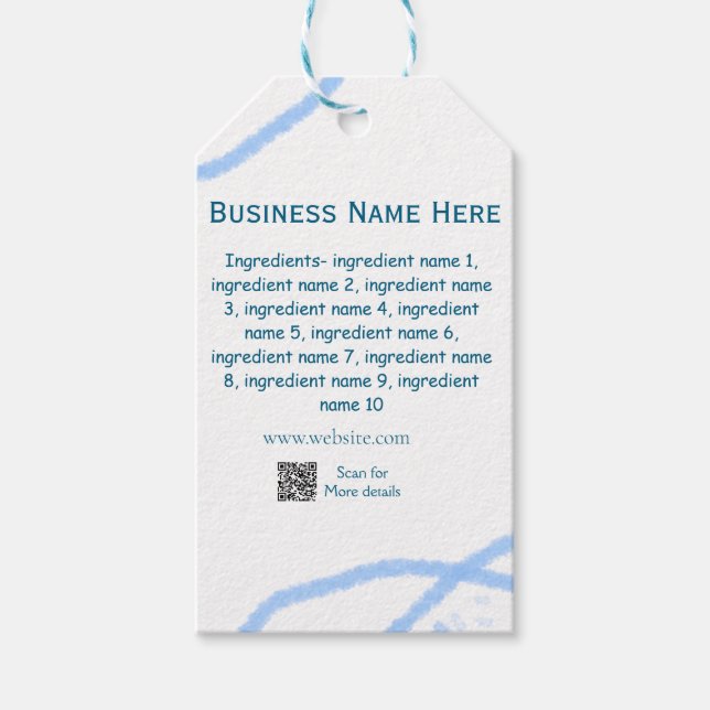 Name der Zutaten Name Firmenname Website QR-Code h Geschenkanhänger (Vorderseite)