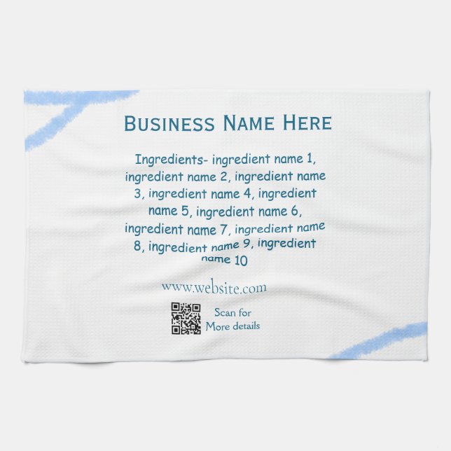 Name der Zutaten Name Firmenname Website QR-Code h Geschirrtuch (Horizontal)