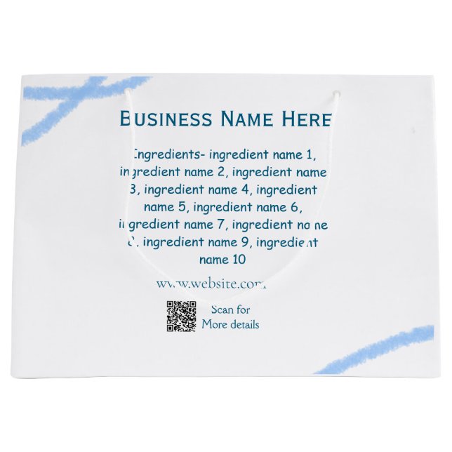 Name der Zutaten Name Firmenname Website QR-Code h Große Geschenktüte (Vorderseite)