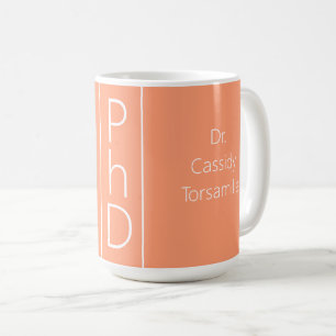 Name des Absolventen Peach White PhD Kaffeetasse