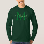 Name des Anfangsbuchstabens eines Men in der benut T-Shirt<br><div class="desc">Benutzerdefinierte Monogramm Anfangsbuchstaben Männer's Template Elegant Trendy Deep Forest Basic Long Sleeve T - Shirt.</div>