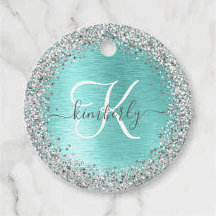 Name des aquamarin gebürsteten Metalls Silber Glit Geschenkanhänger