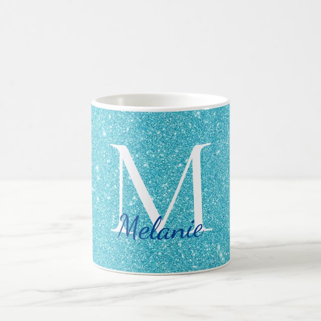 Name des Aquamarinen Glitzer Kaffeetasse (Mittel)