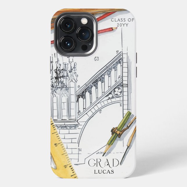 Name des Architektur-Ingenieurs der Abschlussklass iPhone Hülle (Rückseite)