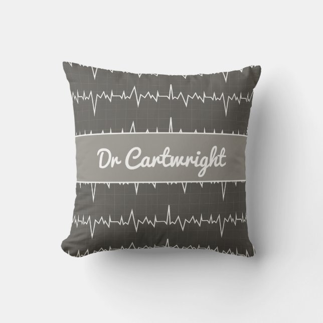 Name des Arztes Ekg EKG Medizinisches Herzgeschenk Kissen (Vorderseite)