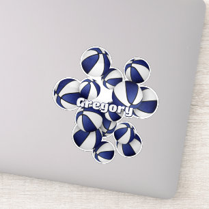 Name des Athleten auf dem Haufen blauer weißer Bas Aufkleber