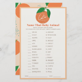 Name des Baby Animal Orange Baby Shower Game