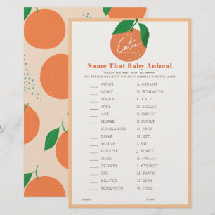 Name des Baby Animal Orange Baby Shower Game