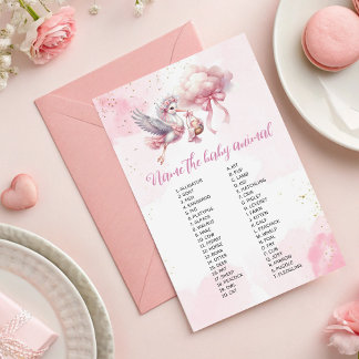 Name des Baby Animal Pink Stork Baby Showspiels