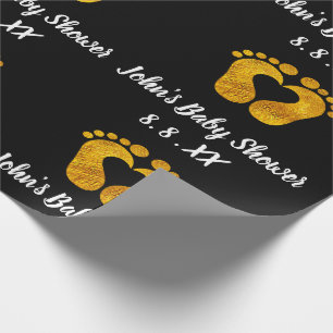 Name des Babyduschens Datum Schwarz-weißes Gold Geschenkpapier