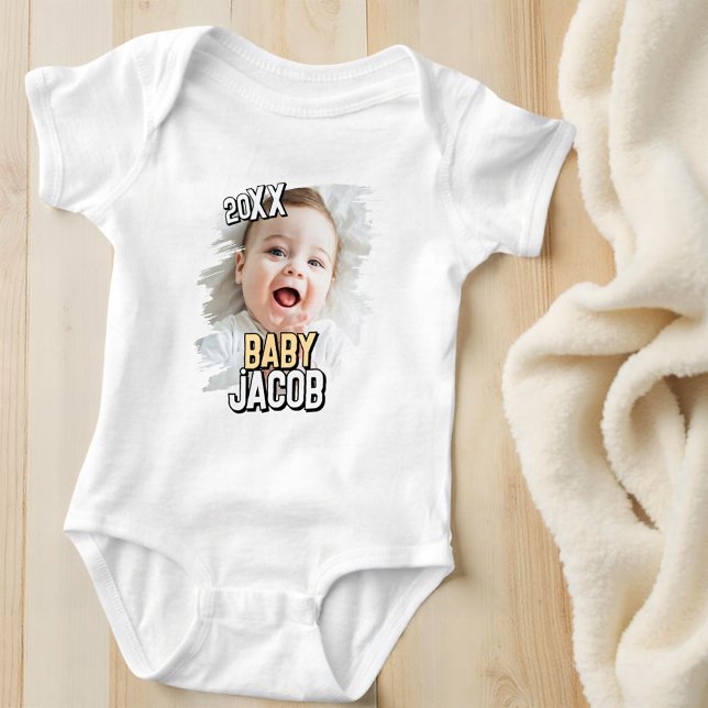 Name des Babys Modernes, einfaches Grunge Custom B Baby Strampler (Von Creator hochgeladen)