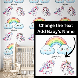Name des Babys, Niedliche Hörner und Rainbow, rosa Tapete