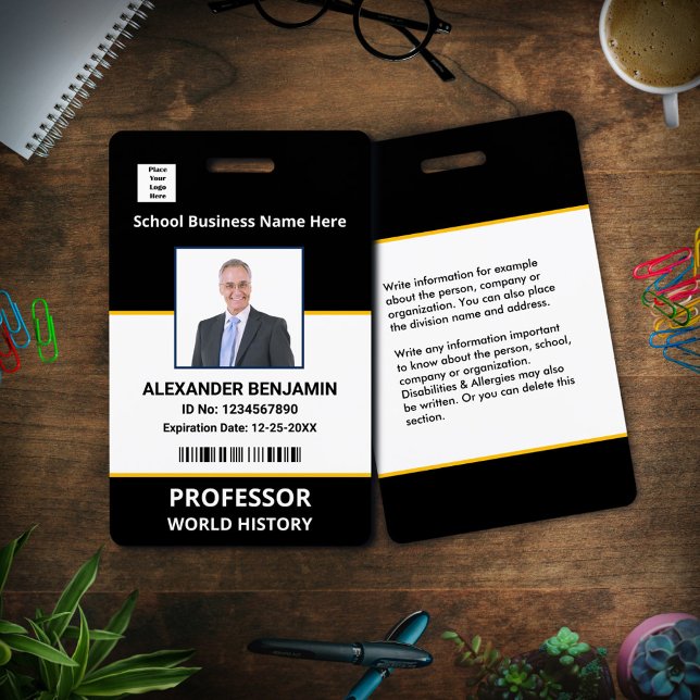 Name des Bar für Schulmitarbeiter Ausweis (School Employee Photo Bar Code Name Custom Badge is professional for your employees. )