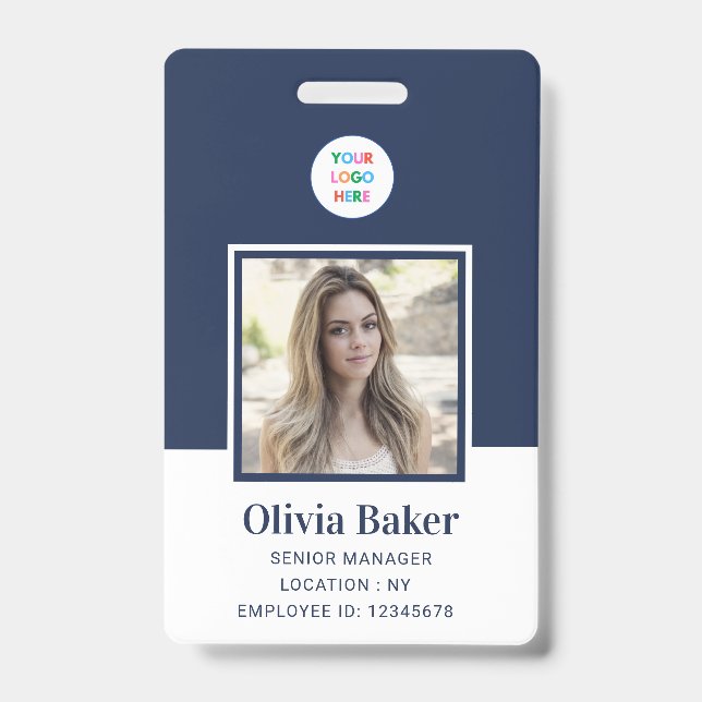 Name des Barcode-Firmenlogos für moderne Navy Blue Ausweis (Vorderseite)