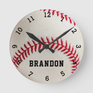 Name des Baseball-Players Personalisiert Runde Wanduhr