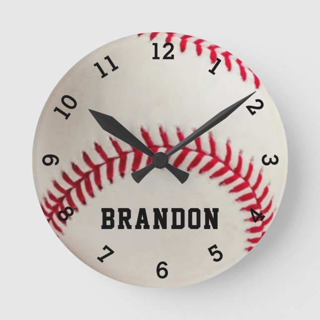 Name des Baseball-Players Personalisiert  Runde Wanduhr (Vorderseite)