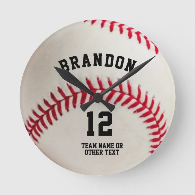 Name des Baseball-Players Personalisiert Runde Wanduhr (Vorderseite)