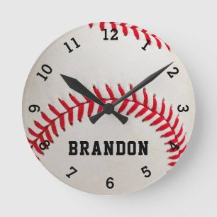Name des Baseball-Players Personalisiert Runde Wanduhr