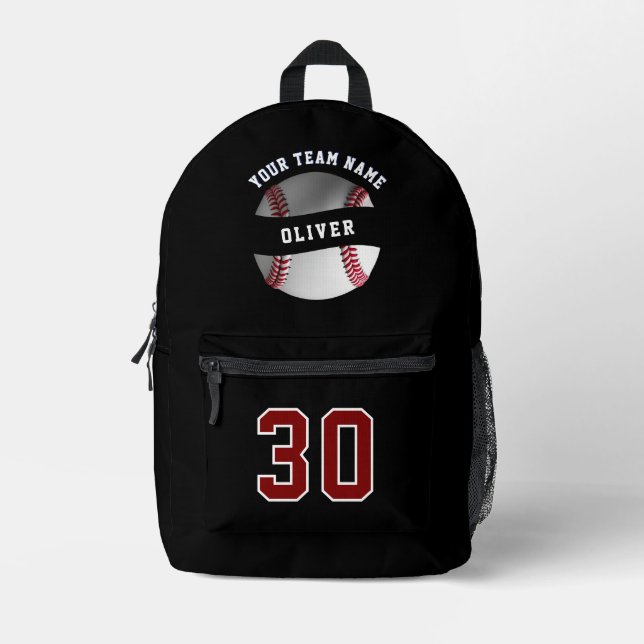 Name des Baseball-Spielers Team Name Sports Bedruckter Rucksack (Vorderseite)